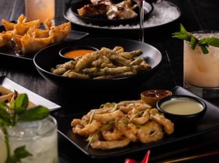 Food items from P.F. Chang's Happy Hour. 
