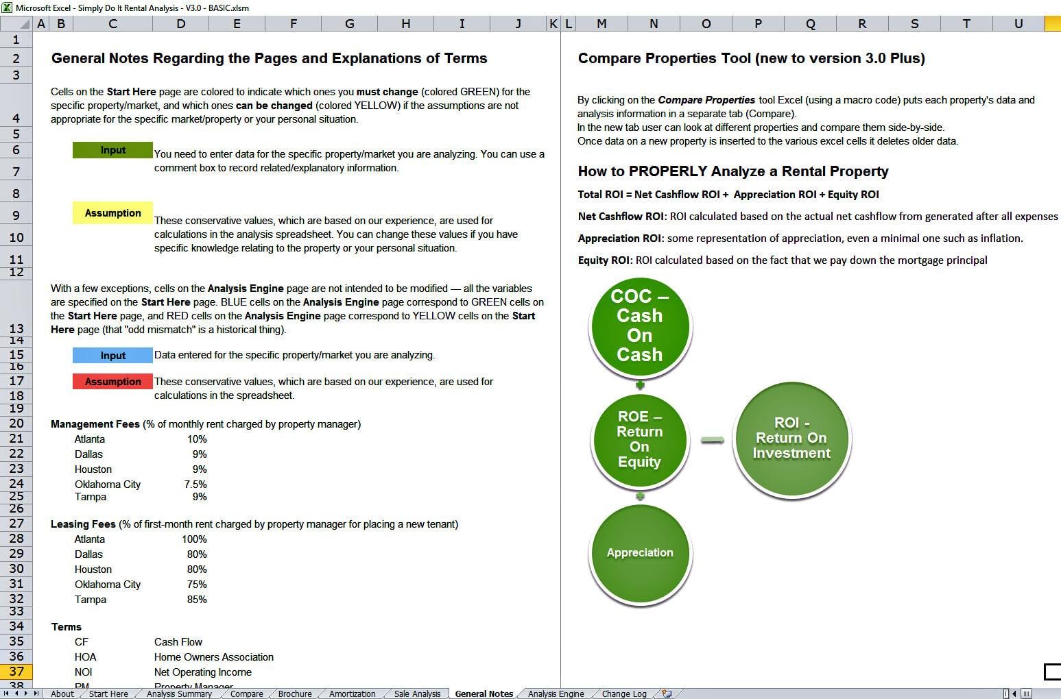 Excel V3 General Notes